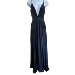 Meghan Los Angeles Women's Enchanted Garden Navy Blue Maxi Dress Size Medium